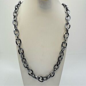 Gunmetal Chunky Chain Necklace Bold Modern Statement Link Necklace
